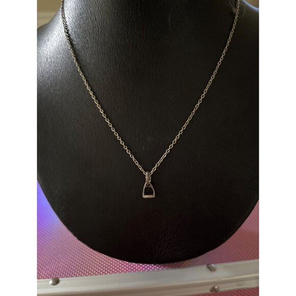 Equestrian Stirrup Necklace & Earrings Set Silver Tone Horse Riding Pierced - Picture 4 of 16